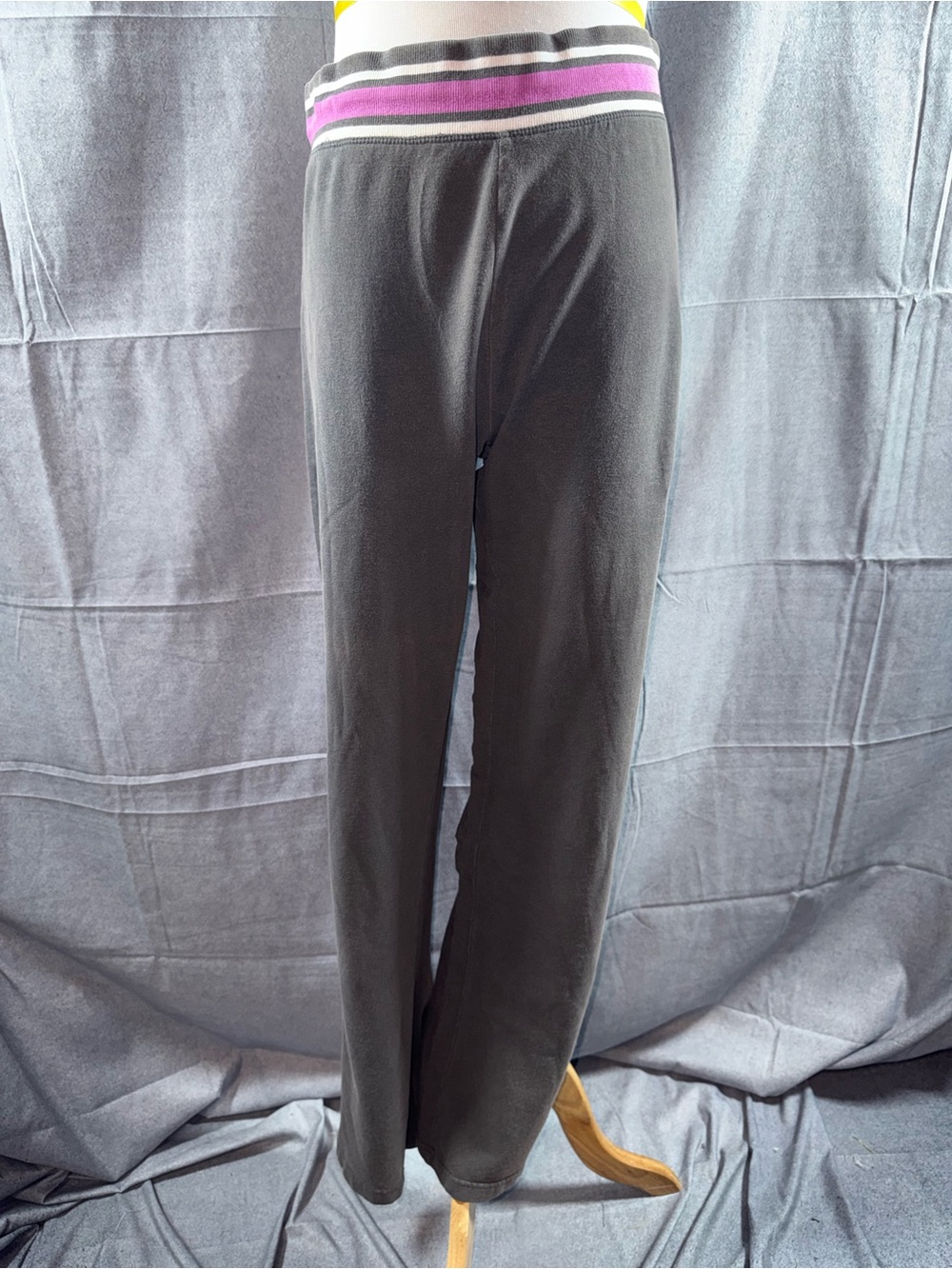 2723-Athletic Works Black Track Pants with Pink Waist Stripe